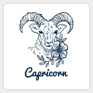 Capricorn Zodiac Horoscope Goat with Flower Sign and Name Sticker